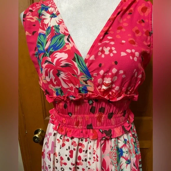 NWT Umgee Mixed Media Floral Maxi Dress - Picture 5 of 5